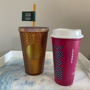 Starbucks 50th Anniversary Gold Honeycomb Grande Tumbler FREE Colour Change Cup!
